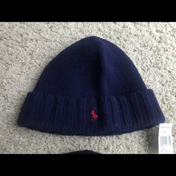 Lot 2 Ralph Lauren Polo Wool Beanies Blue - Picture 4 of 11